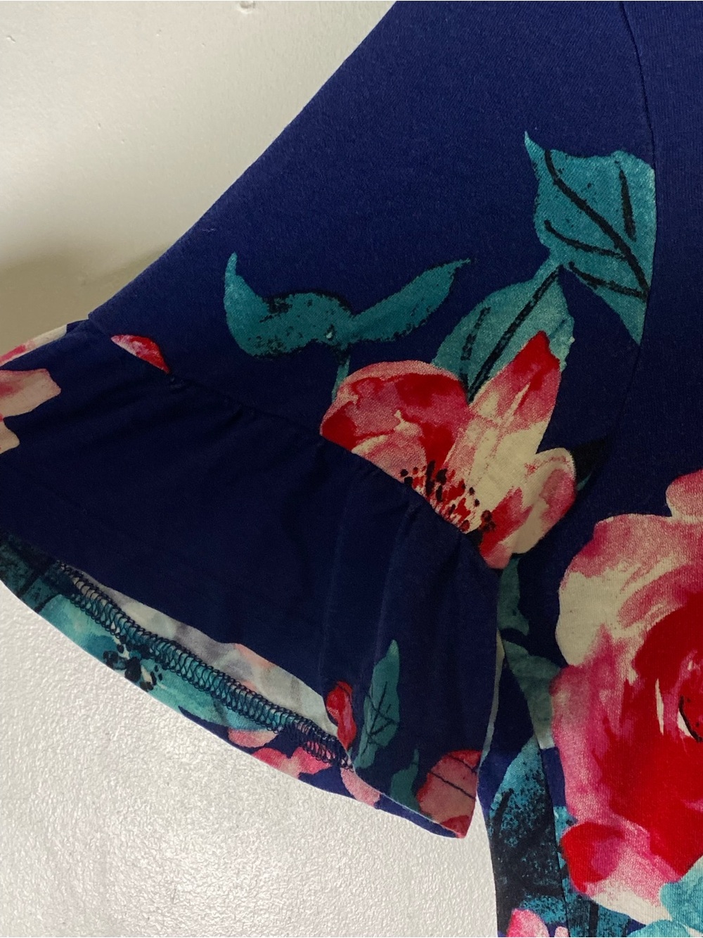 Floral‎ Babydoll SunDress Blue Pink Cottagecore Boho Medium Modest Feminine - Picture 2 of 6